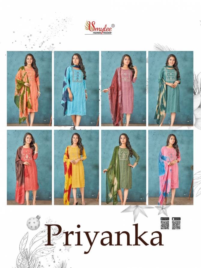 Rung Priyank Fancy Ethnic Wear Rayon Designer Kurti With Dupatta Collection